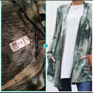 Tie Dye Ribbed Cardi with Pockets